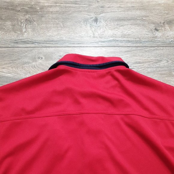 American Valet Mens Large Polo Short Sleeve Shirt Uniform Costume Red Black Work - Picture 8 of 9